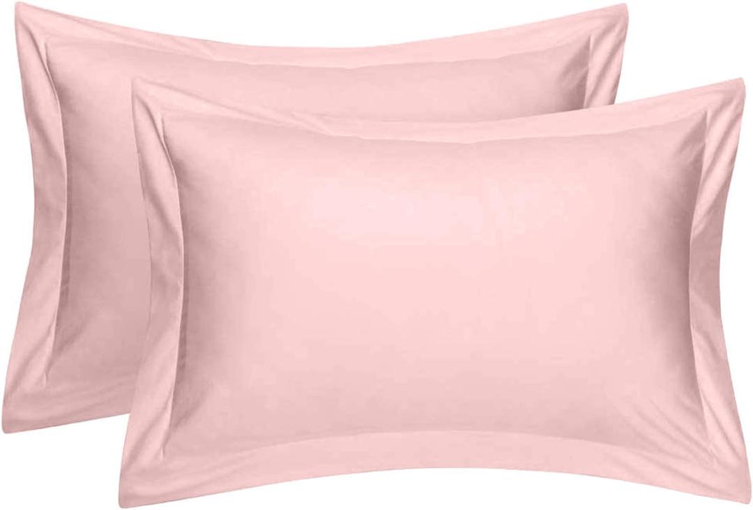 Cotton Metrics Heavy Quality King Pillow Shams Set of 2 Pink 600TC 100% Organic Cotton Pink Pillow Shams King Size 20X40 Decorative Pillow Cover with 2 Inch Flang