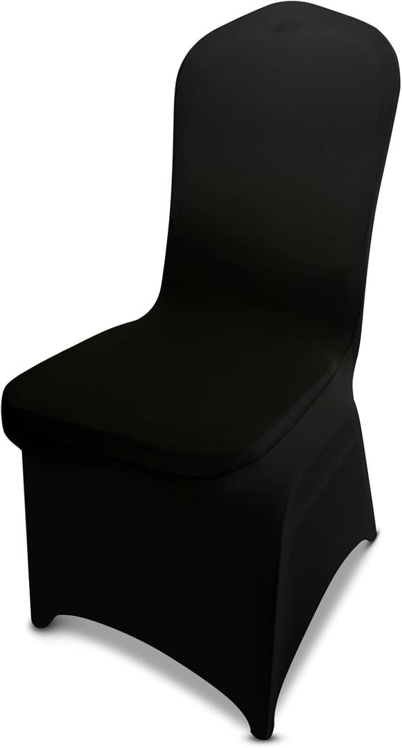 50 Pcs Black Stretch Chair Covers - Premium Polyester Spandex Slipcovers for Wedding, Party, Banquet, Dining & Event Chairs (50PCS)