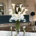 12pcs Fake Orchid Flowers Branches,21.7in Artificial Cymbidium Flower Stems for Table Centerpiece Wedding Vase Arrangements Office Home Decor (White)