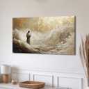 Jesus Walking on Water Canvas Wall Art Christian Walking With God Paintings Pictures Wall Decor Religious Bible Stories Printing Artwork for Living Room Bedroom Church Home Decoration Ready To Hang
