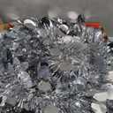 MACTING Christmas Pop up Tree with 50 LED Lights Timer 5FT Silver Collapsible Tinsel Pencil Tree Easy-Assembly Coastal Glitter Artificial Tree for Porch Apartment Corner Home Party Xmas Decorations