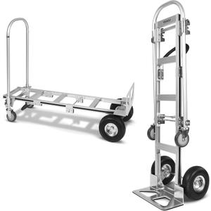 Vergo Industrial Convertible Hand Truck - AS7B Heavy Duty Aluminum 2 in 1 Dolly (800 lb Capacity) Lightweight Reinforced Frame, Ergonomic Handle, Superior Mobility Moving Dolly (2 Positions, 63" High)