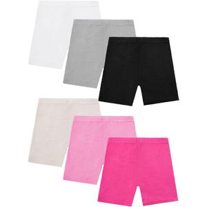Resinta 6 Pack Girls Bike Shorts Under Dress Dance Cartwheel Shorts for Toddler Kids Summer Clothes Multicolor (4-5T, A-white/Black/Grey/Hot Pink/Pink/Beige)