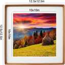 12x12 Solid Wood Picture Frame with Mat, Teak Wooden Photo Frame with Tempered Glass, Tabletop or Wall Mounted Display