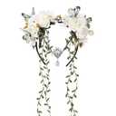 MOSTORY White Fairy Flower Crown - Elf Vine Headpiece Floral Headband with Butterfly Fairy Costume for Women Renaissance White Wedding Party Cosplay Renfaire Halloween