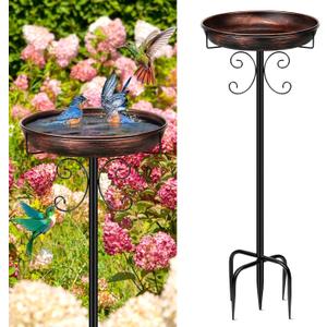 35In Metal Bird Bath for Outside, Vintage Freestanding Birdbaths & Birdfeeder, Bird Baths Feeder Bowl for Outdoors Garden Patio Yard Lawn Decor, Upgraded 5-Pronged Base (Antique Bronze)
