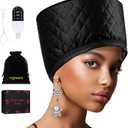 Heat Cap for Deep Conditioning, Ingeware Thermal Cap for Hair Steamer Cap for Natural Hair Portable Electric Heat Hair Spa Cap for Home Use Pattern (Solid Black)