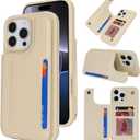 iCoverCase Compatible with iPhone 16 Pro Max Wallet Phone Case with Card Holder for Women Men, [RFID Blocking] Card Slots PU Leather Protective Wallet Case 6.9 Inch (Beige)