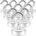 Neosmuk Magnetic Hooks, Cruise Ship Essentials, 30lb+ Heavy Duty Magnetic Hooks for Cruise Cabins, Refrigerator, Grill, Hanging, and Travel | Extra Strong Must-Haves Magnet Hook,Silver,Pack of 10
