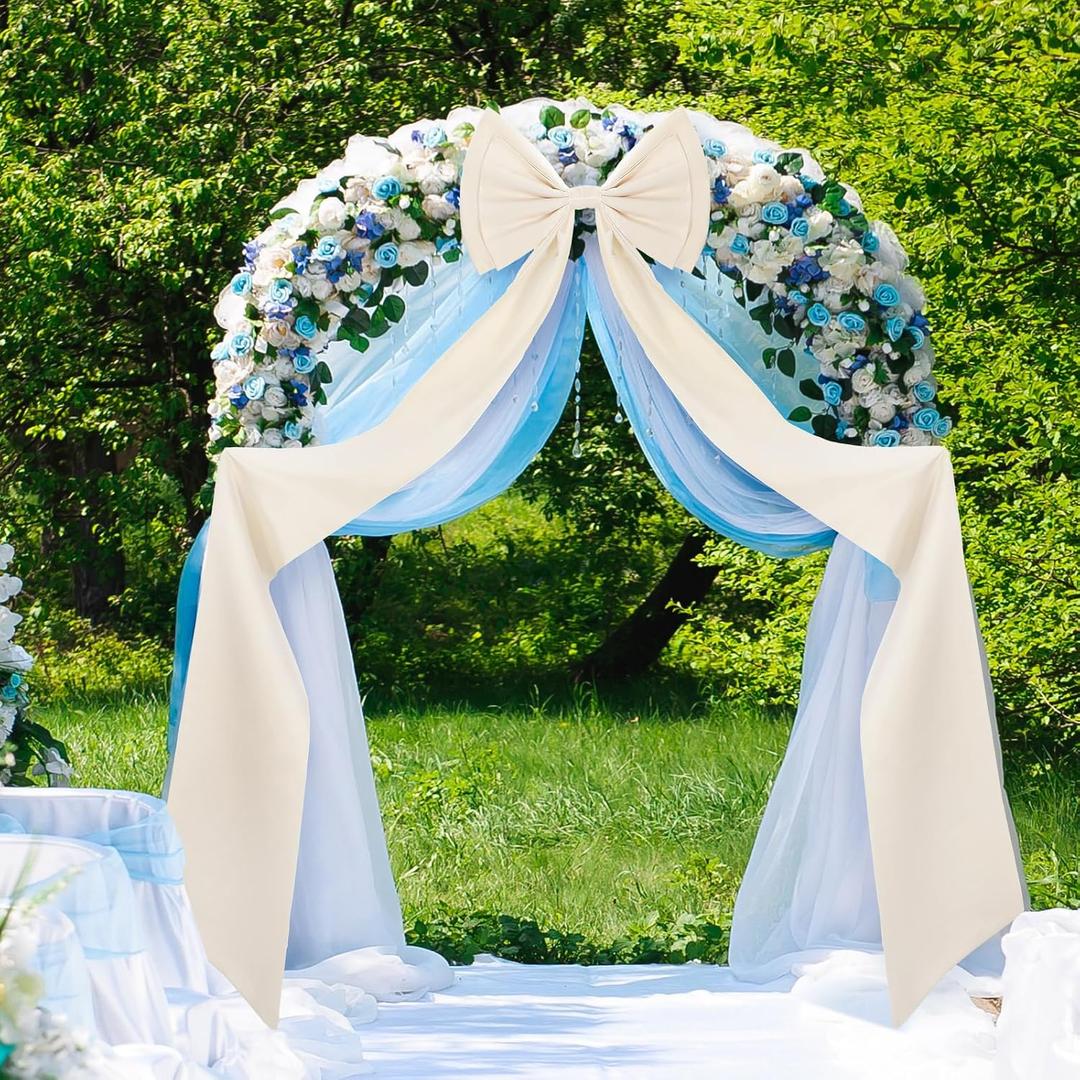 Wavwavw Wedding Giant Bow Decor Oversized Big Bows Decoration for Room Wall Backdrop 75x18 Inch Ribbon Tie for Wedding Birthday Party Baby Shower Supplies(Cream White,Satin)
