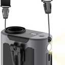 Portable Waist Clip on Fan, 10000mAh Belt Personal Fan Rechargeable With Flashlight Power Bank for Night Fishing, Camping - 5 Speed Wind Adjustment for Outdoor Workers, Sports Lovers -GrayBlack