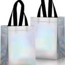 JCBZAMZ 25 Pack Iridescent Reusable Gift Bags with Handles Bulk, Holographic Rainbow Small Gift Bag for Women Kids, Eco-Friendly Non-Woven Party Favor Goodie Bags for Birthday, Valentine, Baby Shower, Wedding Treats