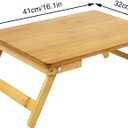 WKWKER 100% Bamboo Laptop Desk Flat Surface Lap Stand Table with Folding Legs Portable Table Bed Tray for Workstation Computer Writing Studio (Natural)