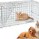 Animal Traps,Live Animal Trap for Cats,Raccoons,Rabbits,cat Trap for Stray Cats,Live Traps for Raccoons,Steel Foldable with Pedal Triggers (41.33 x 16.14 x 18.11 inches)