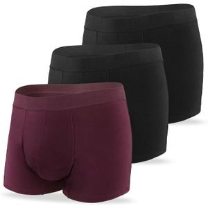 Incontinence Underwear for Men Leak Proof High Absorbency 2.3 oz Bladder Control Urine Protection Boxer Briefs Washable Reusable 3 Pack (2 Black-1 Maroon, 2XL)