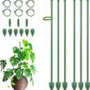 RIFNY Plant Stakes for Indoor Plants, 14 Inch Plant Support Stakes with Clips, Tall Adjustable Plant Sticks for Indoor Monstera Tomato Orchid Potted Plants Flower (6 PCS, Green)