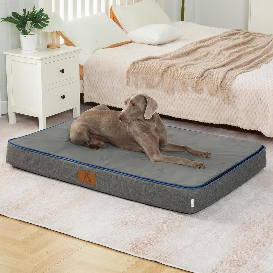 Orthopedic Memory Foam Giant Dog Bed - 6" Thick Beds for Large Sized Dog - Waterproof Removable Washable Cover & Wrap-Around Zipper - Ultimate Comfort & Easy Maintenance, Dark Grey (53.0"L x 36.0"W x 6.0"Th)