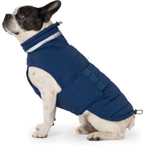 Mklhgty Waterproof Dog Coat for Small Dogs, Warm Dog Winter Jacket, Reflective Windproof Turtleneck Dog Cold Weather Coats with Adjustable Hook & Loop - Blue - S