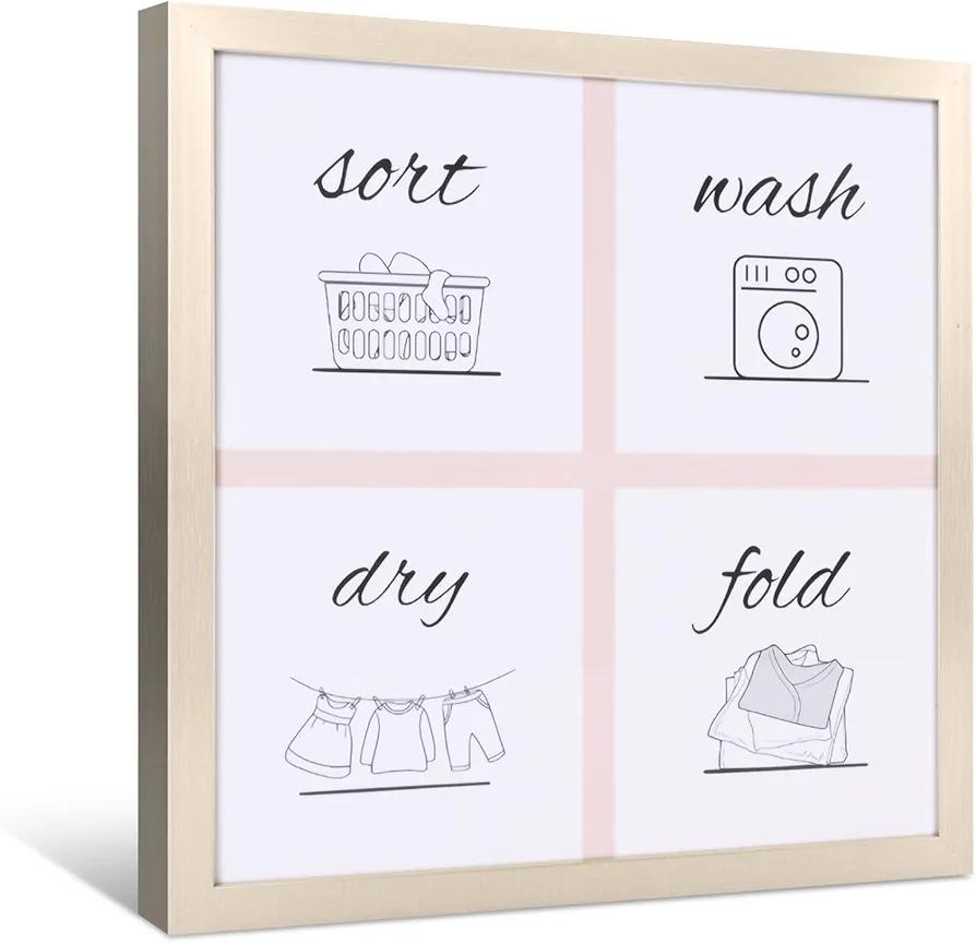 Laundry Room Sign Farmhouse Pictures Wall Art Decor 16×16in