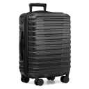 U.S. Traveler Boren Polycarbonate Hardside Rugged Travel Suitcase Luggage with 8 Spinner Wheels, Aluminum Handle, Carry-on 22-Inch, USB Port, Black