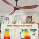60 Inch Ceiling Fans Without Lights, 60" Outdoor Ceiling Fan No Light with Remote Control, 3 Solid Wood Blades, 3 Downrods, Timer, High CFM 6 Speeds ETL DC Motor Fans for Patios Indoor, Dark Walnut