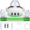 Charger Station for Meta Quest 3  Fast Magnetic Charging Station Compatible with Oculus Quest 3 VR Headset & Controllers | Includes 2 Rechargeable Batteries, 20W USB-C Adapter & Cable