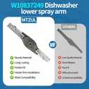 Upgraded W10837249 Dishwasher Lower Spray Arm Replacement for Whirlpool Dishwasher, Lower Wash Arm Fits WDT750SAHZ0 WDTA50SAHZ0 WDT970SAHZ0, Replaces W10629546 AP5988717 PS11727921 W10838302