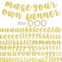 BEISHIDA Glitter Gold 116 PCS A-Z DIY Letter Banner Kit Make Your Own BannerIncluding 111 Letters and Numbers 3 Rope and 2 Threading Device,Customized for Birthday Graduation Wedding Party Decor