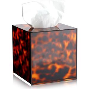 Tortoiseshell Tissue Box Print Tortoise Tissue Box Decorative Cube Holder with a Square Cover for Bathroom, Car, Office, Home, Gifts, Kitchen (Tortoiseshell)
