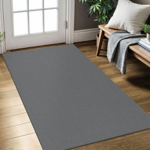 KOZYFLY Boho Rugs for Entryway 3x5 ft Washable Front Door Area Rug Indoor Rubber Backed Kitchen Area Rug Grey Front Porch Mat Cotton Floor Carpet for Entryway Bathroom Living Room Kitchen, Dark Grey (3' x 5' (Rectangular), Grey/Dark Grey)