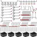 114 pcs Pegboard Hooks Assortment with Metal Hooks Sets, Pegboard Bins, Peg Locks for Organizing Storage System Tools