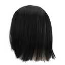 Sonew Short Straight Wig for Women, Comfortable Breathable Mesh Short Wig with Highlights Size Adjustable Black Wig for Parties Halloween Cosplay
