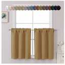 Chyhomenyc Gold Short Blackout Curtains 30 Inch Length, Small Kitchen Curtain Tier Rod Pocket Half Window Curtains for Bathroom Basement Cabinet Camper RV Bunk, 2 PCS, Each 30" Wx30 L