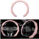 Mandark Car Steering Wheel Cover, Suede Sport Vehicle Steer Wheel Protector Fitting 15 Inch, Non-Slip Comfortable Automotive Interior Decoration Accessories, Universal for Most Cars (Pink)