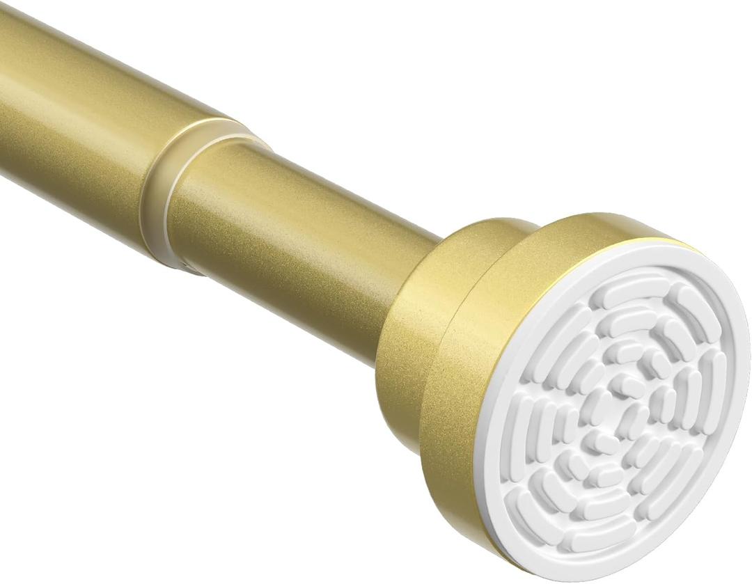 Gold Tension Curtain Rod 31-63Inch, Shower Rods for Bathroom,Adjustable Tension Curtain Rod No Drilling for Window,Closet, Room Divider,Stainless Stee Spring Tension Rod