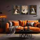 2 x 3Pcs Halloween Ghosts Posters Wall Art Vintage Cute Library Ghost Reading Books Funny Gothic Wall Decor Pictures Retro Horror Creepy Dark Academia Canvas Prints for Bathroom Gallery Home Decor (Halloween Ghosts Posters, 12x16x3pcs)