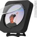 CD Player Portable Bluetooth Desktop CD Player for Home, Mini Cute CD Players for Kids, Builtin Dual Speakers and LED Display with Remote Control, Supports CD/FM Radio/USB/AUX/Timer/Repeat (Black)