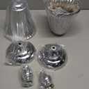 2PCS Silver Metal Flower Trumpet Stripe Vases Crystal Table Centerpieces Artificial Flower Arrangements for Anniversary Celebration/Wedding/Party/Birthday Event Aisle Home Decor