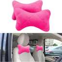 2PCS Car Headrest Pillow, Soft Comfortable Vehicle Neck Pillow Cushion, Automotive Interior Head Rest Pad Accessories for Driving Fatigue Relief, Universal for SUV, Sedan, Truck (Pink)