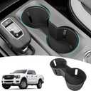 Cup Holder Organizer Compatible with 2024 2025 Ford Ranger Raptor Lariat XL XLT Accessories, Noise-Free Water & Dust Proof Silicone Insert Console Drink Holder for 24-25 Ranger Accessories