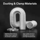 VIVOSUN 4 Inch Flexible Aluminum Ducting, 25 Feet Long Flex Air Duct with 2 Clamps, Heavy-Duty Multi-Layer Dryer Hose Vent Kit for Heating Cooling Ventilation and Exhaust