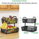SAYZH Fruit Basket Bowls For Kitchen Counter with Banana Hangers - Detachable Metal Mesh Basket Fruit Stand with Handle - Kitchen Vegetables Bread Snacks Storage Organization, 2 Tier Black