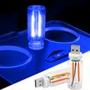 2 x 2 PCS USB LED Car Interior Atmosphere Light, Touch Control Adjustable Brightness, Mini Portable Night Lamp for Bedroom, Camping, Universal Plug-in Dcor (Blue)