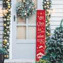"Oh Come Let Us Adore Him" Christmas Porch Sign  7.8" x 47.2" Rustic Farmhouse Welcome Sign for Front Door, Porch, Patio, or Wall, Indoor/Outdoor Vertical Holiday Decor