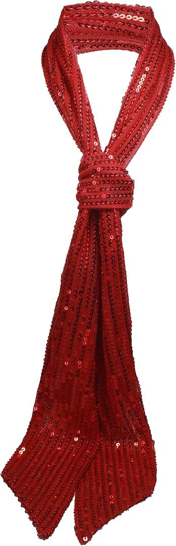 HI-party Small scarf with fashionable sequins for decoration (Red)