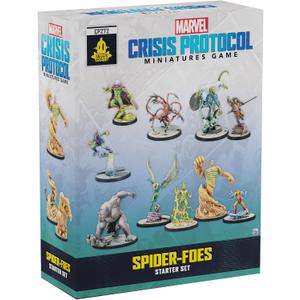 Asmodee Marvel: Crisis Protocol Spider Foes Starter Set - Miniatures Game Starter Set with 12 Figures, Stat & Tactic Cards, Dice, Tools & Tokens, Ages 14+, 2 Players, 90 Min Playtime