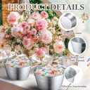 4 Pcs 1 Gallon Galvanized Metal Buckets with Handles, Small Rustic Decorative Pails for Party Centerpieces, Beverage Tub, Flower Pots, Gift Baskets, Farmhouse Indoor Outdoor Use