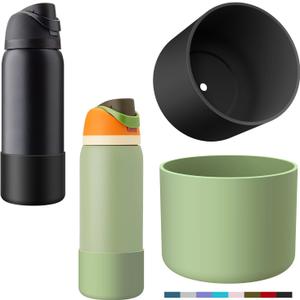 3 x yoelike 2PCS 2 Colors Silicone Water Bottle Boot for Owala, Anti-Slip Protective Sleeve for FreeSip/Twist/Flip, Watter Bottle Accessories, Bottom Bumper Cover, Dishwasher Safe, BPA Free (black+Mint)