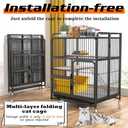 Multi-Tier Collapsible Cat Cage Crate, cat playpen for Indoor with 360 Wheels, Metal Wire Cat Kennel with Secure Lock, Large Ferret Playpen for Adult Cats Kitten Chinchilla (Black 3-Tier)