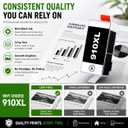 910XL 910 XL Black Ink Cartridges for HP Printers Compatible for HP Printer Ink 910 for HP 910XL Black Ink Cartridge HP910XL Works with HP OfficeJet Pro 8020 8025 8035 8028 8022 8010 8015